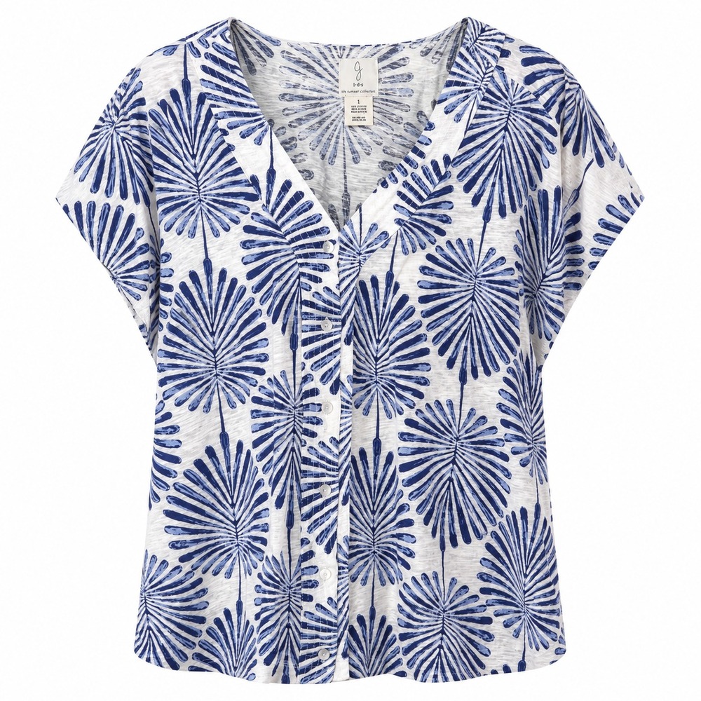 Joie Euro Summer Linen Blend Top Womens Size 3X Scandinavian Yacht Club Tropical